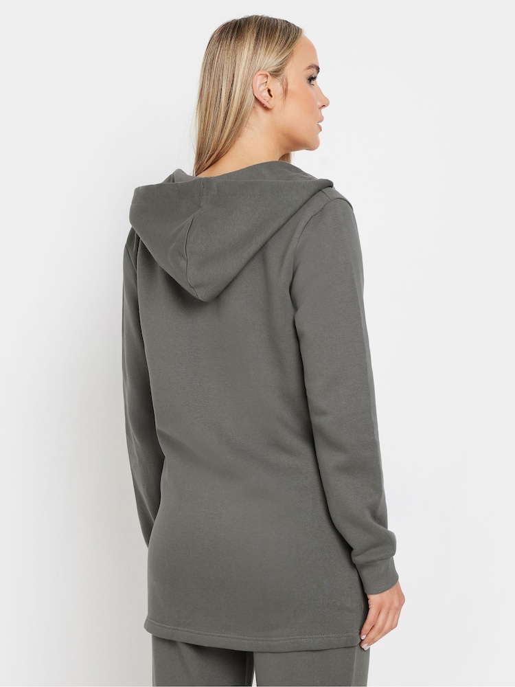 Long Tall Sally Grey Longline Zip Through Hoodie - Image 3 of 5