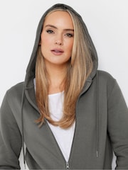 Long Tall Sally Grey Longline Zip Through Hoodie - Image 4 of 5