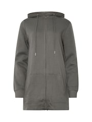 Long Tall Sally Grey Longline Zip Through Hoodie - Image 5 of 5