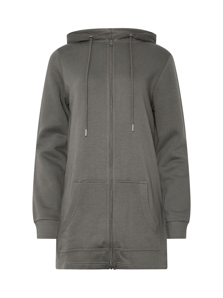 Long Tall Sally Grey Longline Zip Through Hoodie - Image 5 of 5