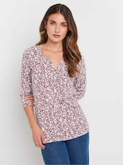 Long Tall Sally Pink Pintuck Henley Top - Image 1 of 5