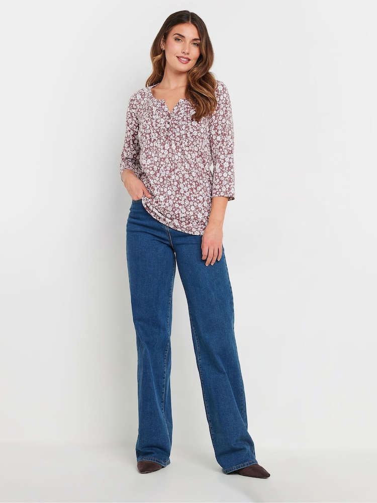 Long Tall Sally Pink Pintuck Henley Top - Image 2 of 5