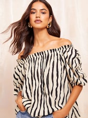Friends Like These Black Off The Shoulder Elasticated Top - Image 1 of 4