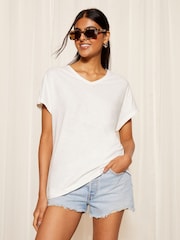 Friends Like These White Short Sleeve Slub Tunic 100% Cotton T-Shirt - Image 1 of 4
