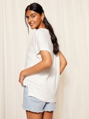 Friends Like These White Short Sleeve Slub Tunic 100% Cotton T-Shirt - Image 4 of 4