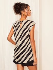Friends Like These Black Woven Lightweight Short Sleeve Blouse - Image 4 of 4