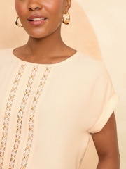 Love & Roses Natural Roll Sleeve T-Shirt - Image 2 of 4
