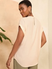 Love & Roses Natural Roll Sleeve T-Shirt - Image 3 of 4