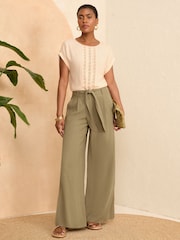 Love & Roses Natural Roll Sleeve T-Shirt - Image 4 of 4
