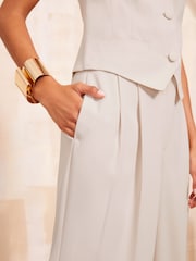 Friends Like These Natural Premium Wide Leg Smart Trousers - Image 3 of 5