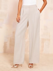 Friends Like These Natural Premium Wide Leg Smart Trousers - Image 5 of 5