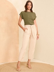 Love & Roses Green Roll Sleeve T-Shirt - Image 3 of 4