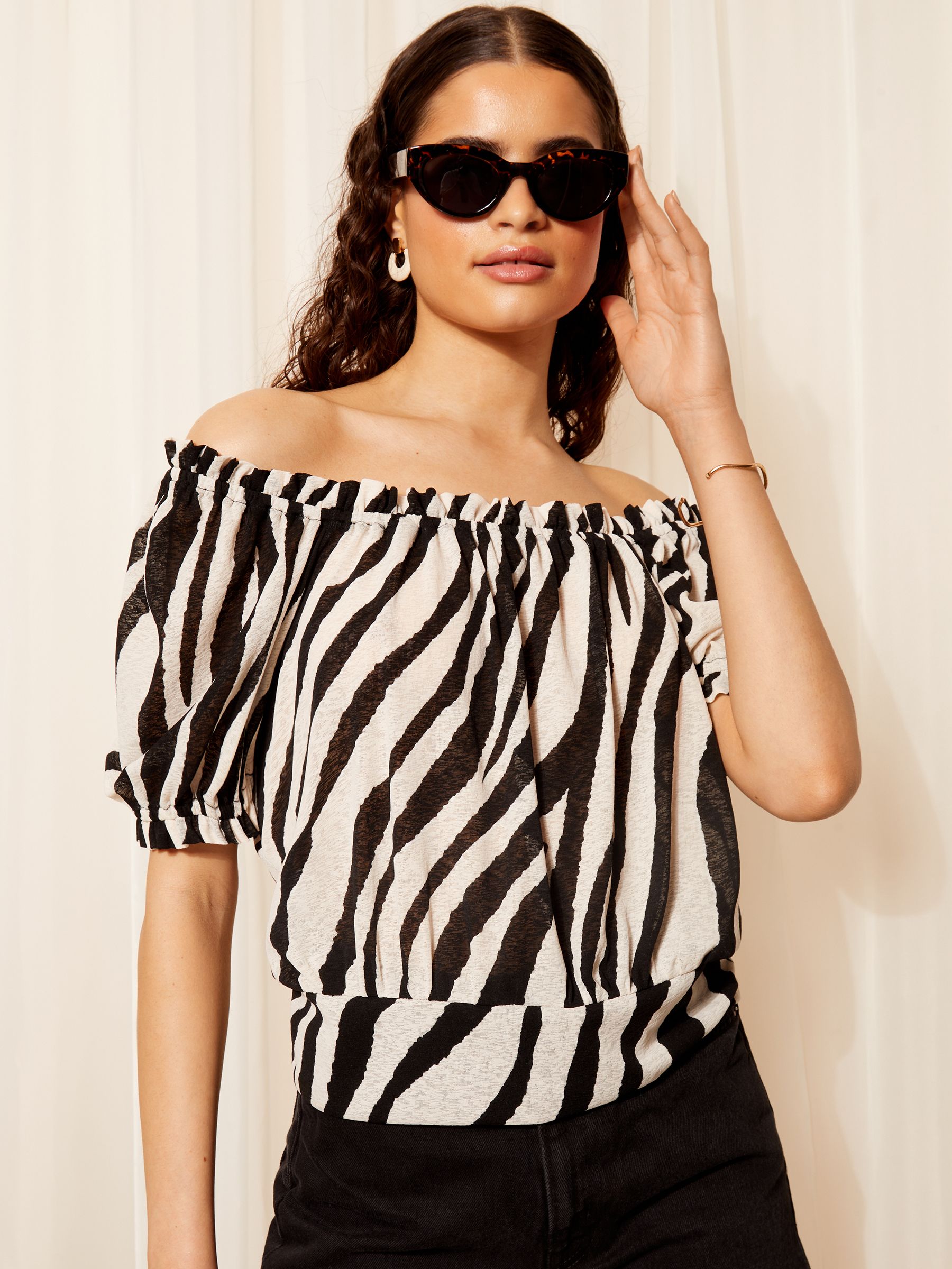 Buy Friends Like These Black Textured Jersey Zebra Bardot Buy Friends Like These Black Textured Jersey Zebra Bardot