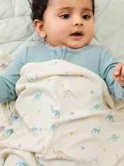 Con estampado de dinosaurios - Stripe Cotton & Bamboo Soft Jersey Blanket - Imagen 1 de 3