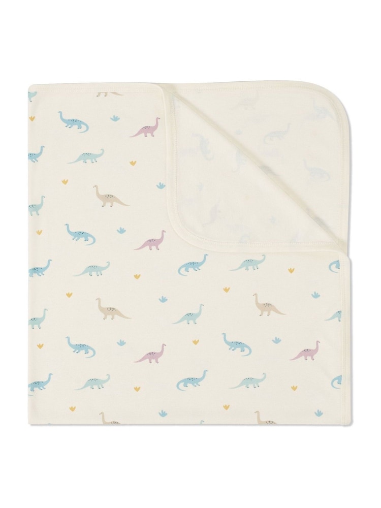 Con estampado de dinosaurios - Stripe Cotton & Bamboo Soft Jersey Blanket - Imagen 2 de 3