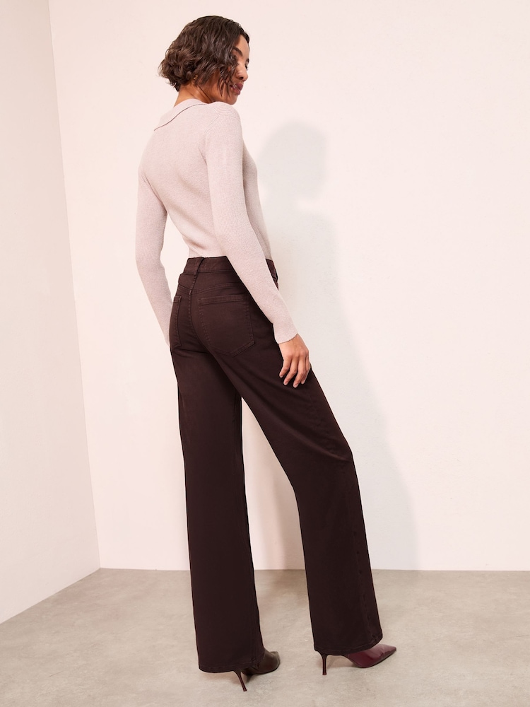 Friends Like These X Lucy Mecklenburgh Chocolate Brown Everyday Wide Jeans - Image 2 of 5 Friends Like These X Lucy Mecklenburgh Chocolate Brown Everyday Wide Jeans - Image 2 of 5