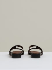 Reiss Tan Clara Leather Link-Strap Slip-On Sandals - Image 3 of 5