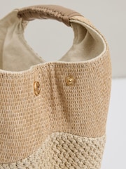 Reiss Natural Rosalie Raffia Patchwork Clutch Bag - Image 5 of 5