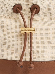 Reiss Neutral Bernie Leather And Canvas Bucket Bag - Image 5 of 5