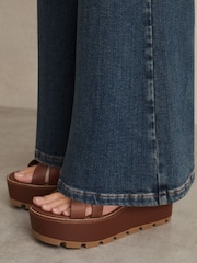 Reiss Tan Naomi Leather Wedge Platform Sandals - Image 2 of 5