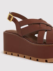 Reiss Tan Naomi Leather Wedge Platform Sandals - Image 5 of 5