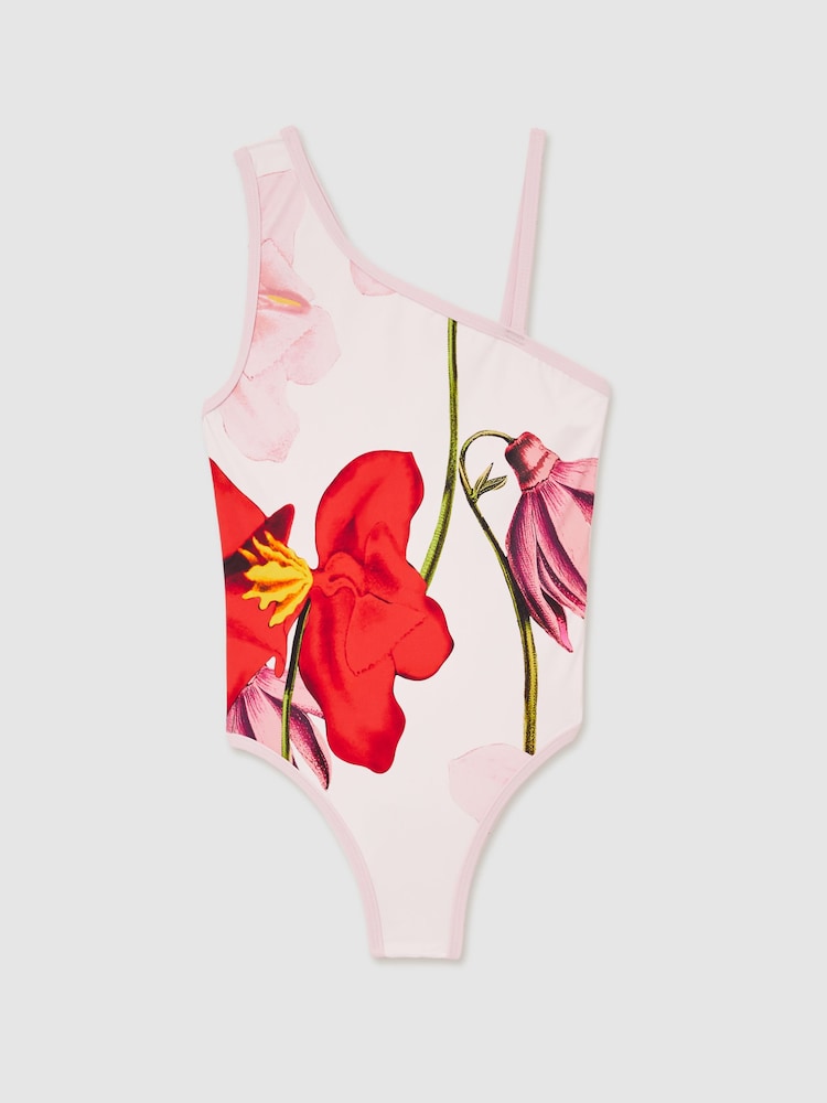 Reiss Ivory Layla 13-14 yrs Reiss | NYBG Floral One-Shoulder Swimsuit - Image 1 of 5