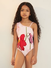 Reiss Ivory Layla 13-14 yrs Reiss | NYBG Floral One-Shoulder Swimsuit - Image 2 of 5