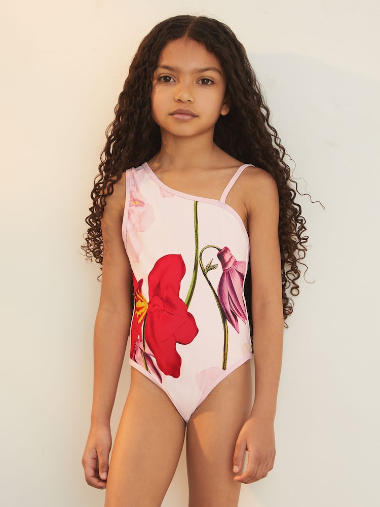 Reiss Ivory Layla 13-14 yrs Reiss | NYBG Floral One-Shoulder Swimsuit - Image 2 of 5