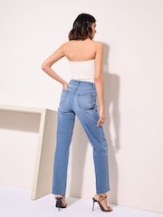 Friends Like These Mid Blue Denim Comfort Stretch Straight Leg Jeans - Image 4 of 4