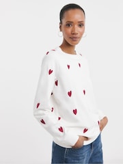 JD Williams White Embroidered Heart 100% Cotton Sweatshirt - Image 2 of 4
