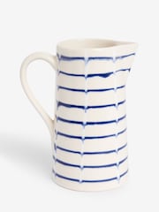 White/Blue Ceramic Striped Jug Vase - Image 4 of 5