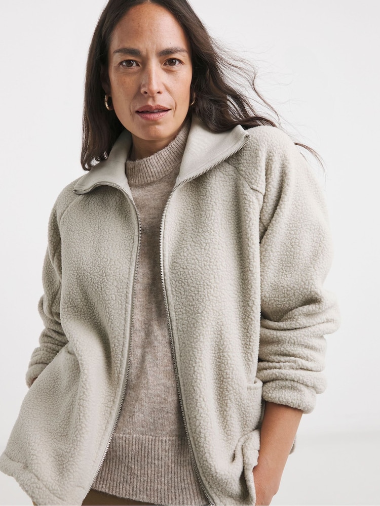 JD Williams Natural Zip Up Fleece Jacket - Image 1 of 4