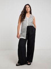 Simply Be Black Wide Leg Linen Trousers - Image 2 of 5