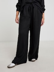 Simply Be Black Wide Leg Linen Trousers - Image 3 of 5
