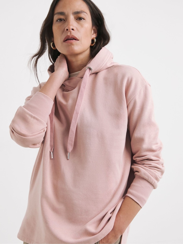 JD Williams Pink Wrap Neck Longline Hoodie - Image 1 of 4
