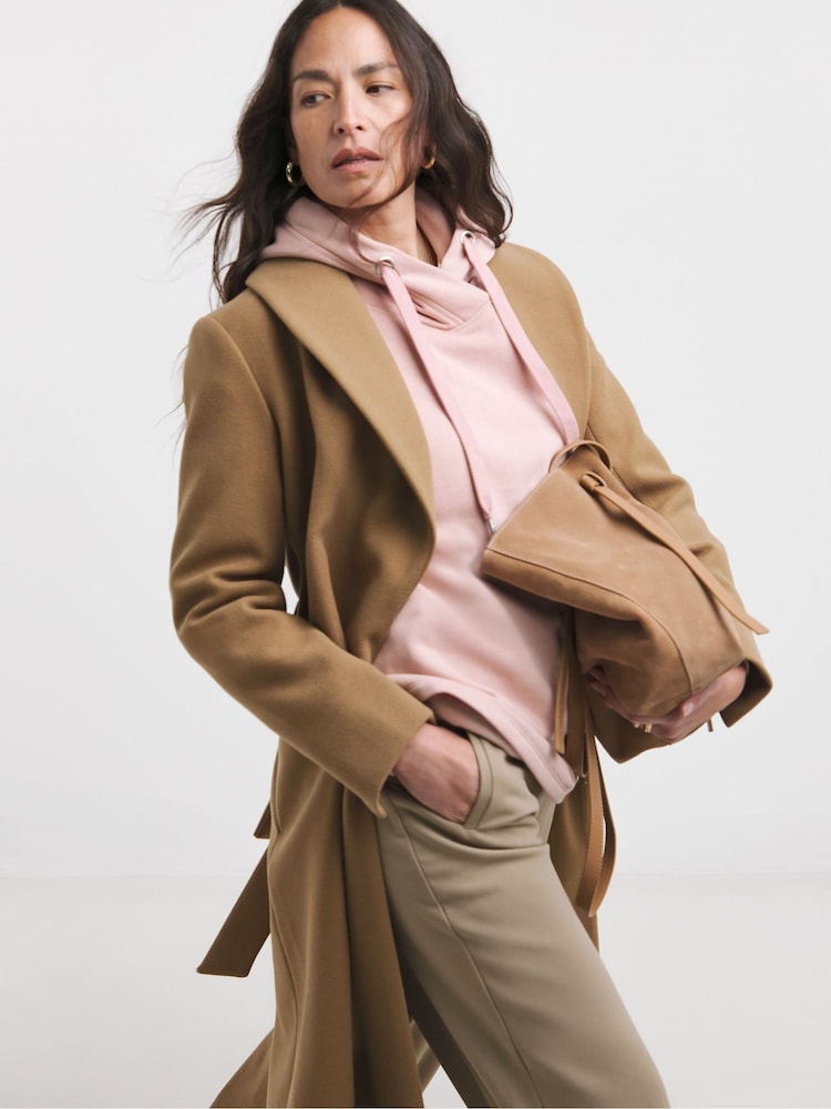 JD Williams Pink Wrap Neck Longline Hoodie - Image 3 of 4