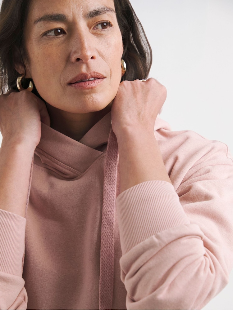 JD Williams Pink Wrap Neck Longline Hoodie - Image 4 of 4 JD Williams Pink Wrap Neck Longline Hoodie - Image 4 of 4