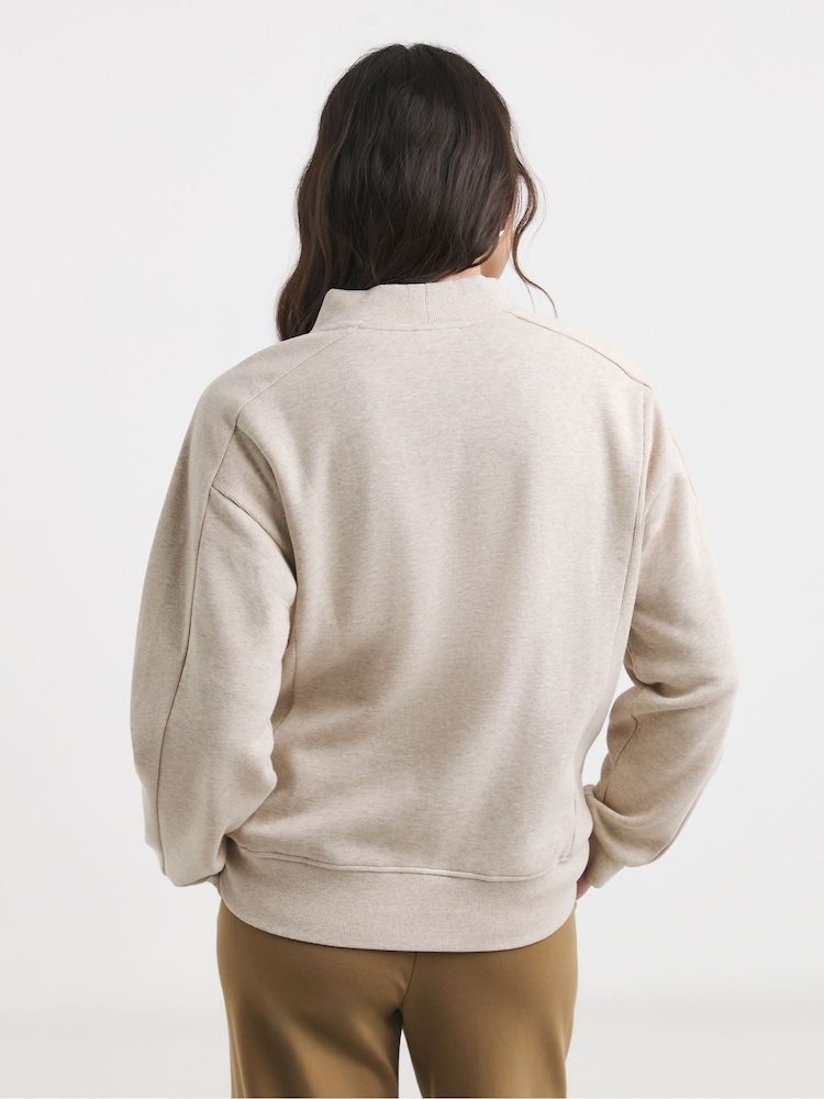 JD Williams Grey Ribbed Detail Bomber Jacket - Image 2 of 4