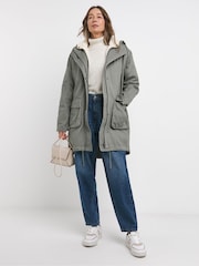 JD Williams Green 2 In 1 Parka Coat - Image 4 of 4