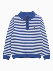 Trotters London Blue Stripe Calum Half Zip Jumper - Image 1 of 3