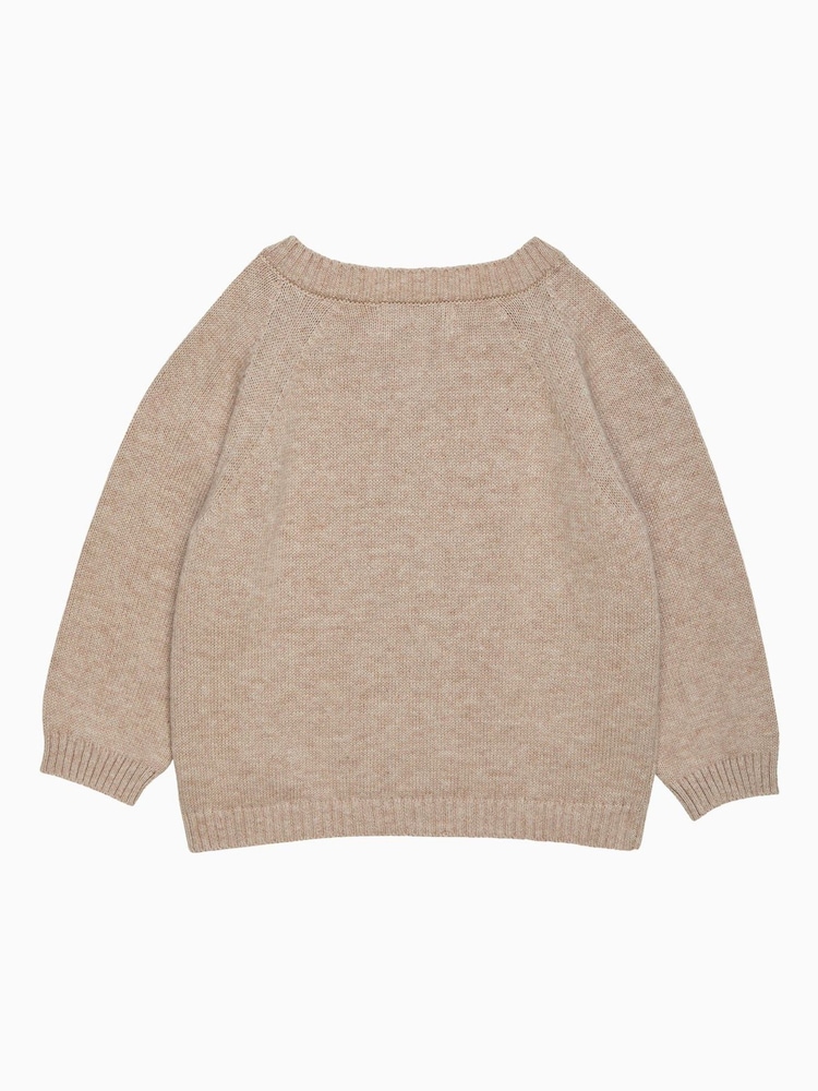 Trotters London Newborn Oatmeal Giraffe Cardigan - Image 2 of 3 Trotters London Newborn Oatmeal Giraffe Cardigan - Image 2 of 3