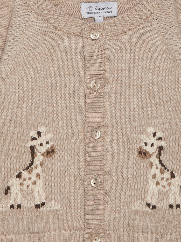 Trotters London Newborn Oatmeal Giraffe Cardigan - Image 3 of 3 Trotters London Newborn Oatmeal Giraffe Cardigan - Image 3 of 3