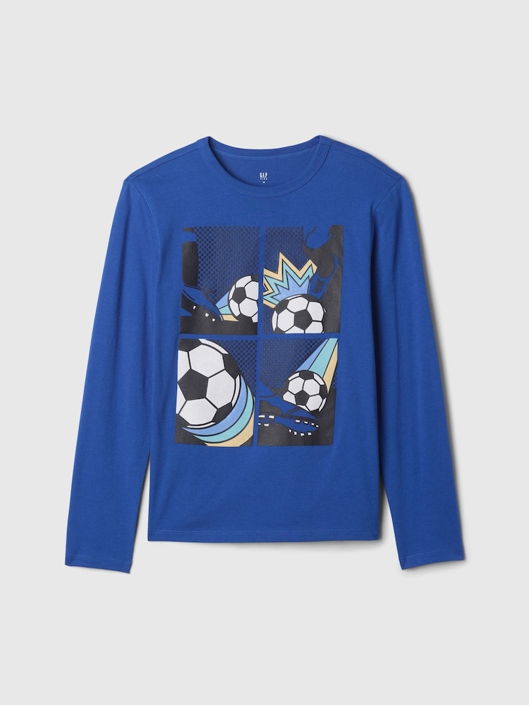 Gap Blue Long Sleeve Graphic T-Shirt (4-13yrs) - Image 1 of 3 Gap Blue Long Sleeve Graphic T-Shirt (4-13yrs) - Image 1 of 3