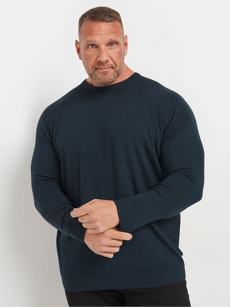 BadRhino Big & Tall Blue Crew Neck Jumper - Image 1 of 3