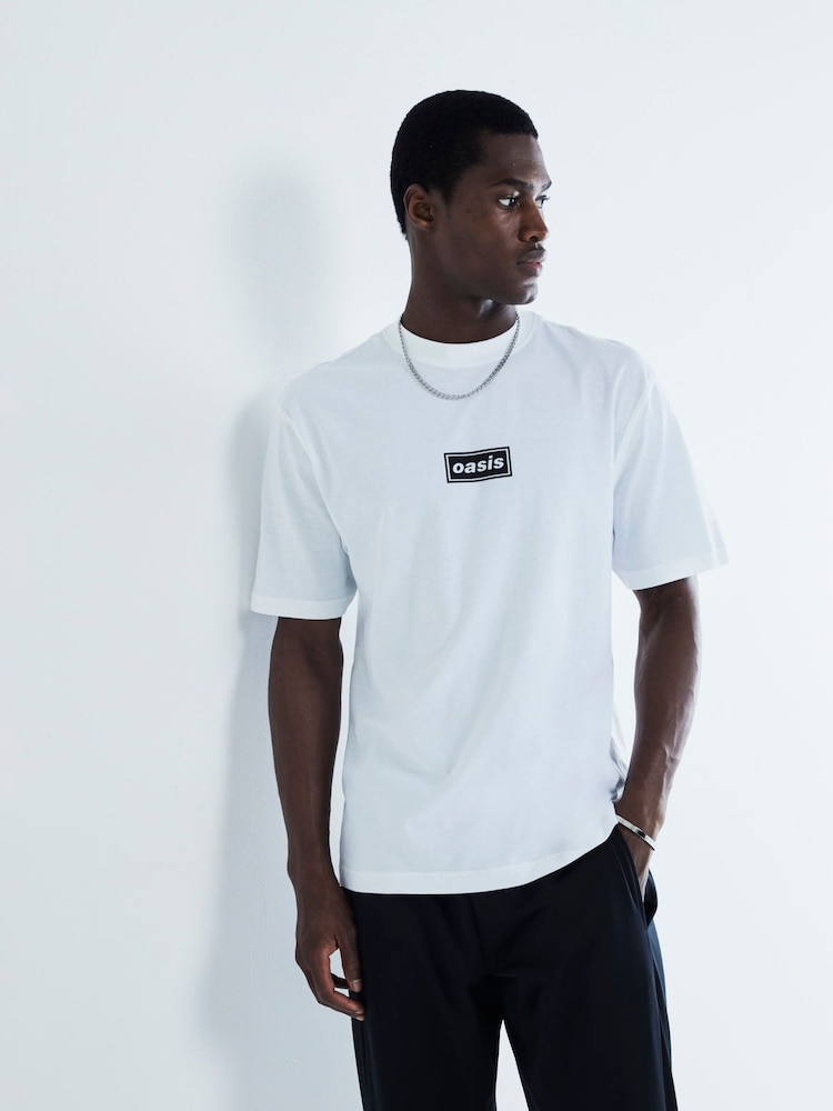 River Island White Regular Fit Oasis Front 100% Cotton T-Shirt - Image 1 of 6
