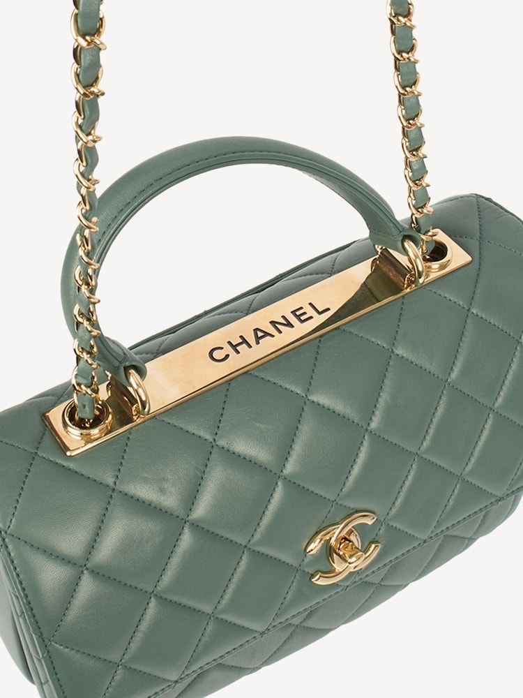 Buy CHANEL Green Trendy CC Lambskin Leather Handbag from the Next