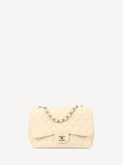 CHANEL Large Natural Caviar Leather Single Flap Classic Handbag - Image 1 of 13