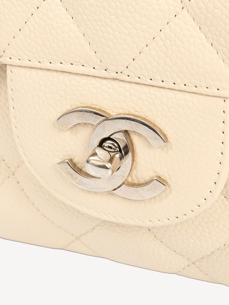 CHANEL Large Natural Caviar Leather Single Flap Classic Handbag - Image 13 of 13