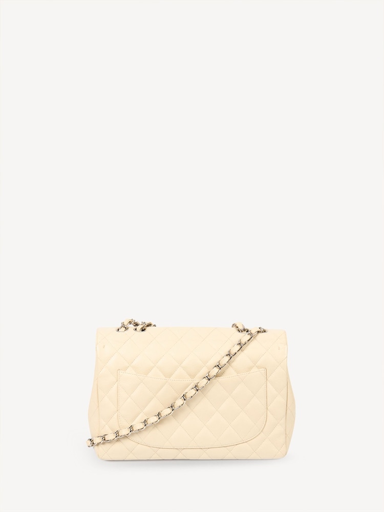 CHANEL Large Natural Caviar Leather Single Flap Classic Handbag - Image 2 of 13