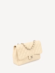CHANEL Large Natural Caviar Leather Single Flap Classic Handbag - Image 3 of 13